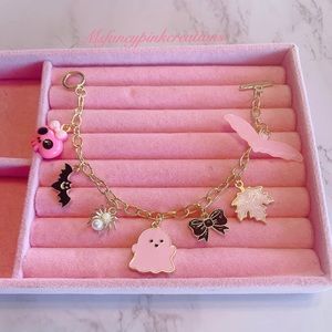 Gold plated Handmade pink Halloween charm bracelet